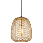 Подвесной светильник со стеклянным плафоном цилиндрической формы и металлической сеткой Metal Mesh Gold варинант исполнения - 1 | Loft Concept в Кирове