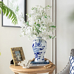 Ваза с бело-синей росписью и изображением цветов Blue & White Ornament варинант исполнения - 5 | Loft Concept в Кирове