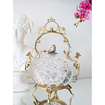 Конфетница с бронзовой ручкой и фарфоровой птичкой на крышке Eden Garden варинант исполнения - 4 | Loft Concept в Кирове