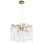 Люстра подвесная круглая в виде ветвей деревьев бронзового цвета с прозрачными подвесками-каплями Droplet Chandelier варинант исполнения - 3 | Loft Concept в Кирове