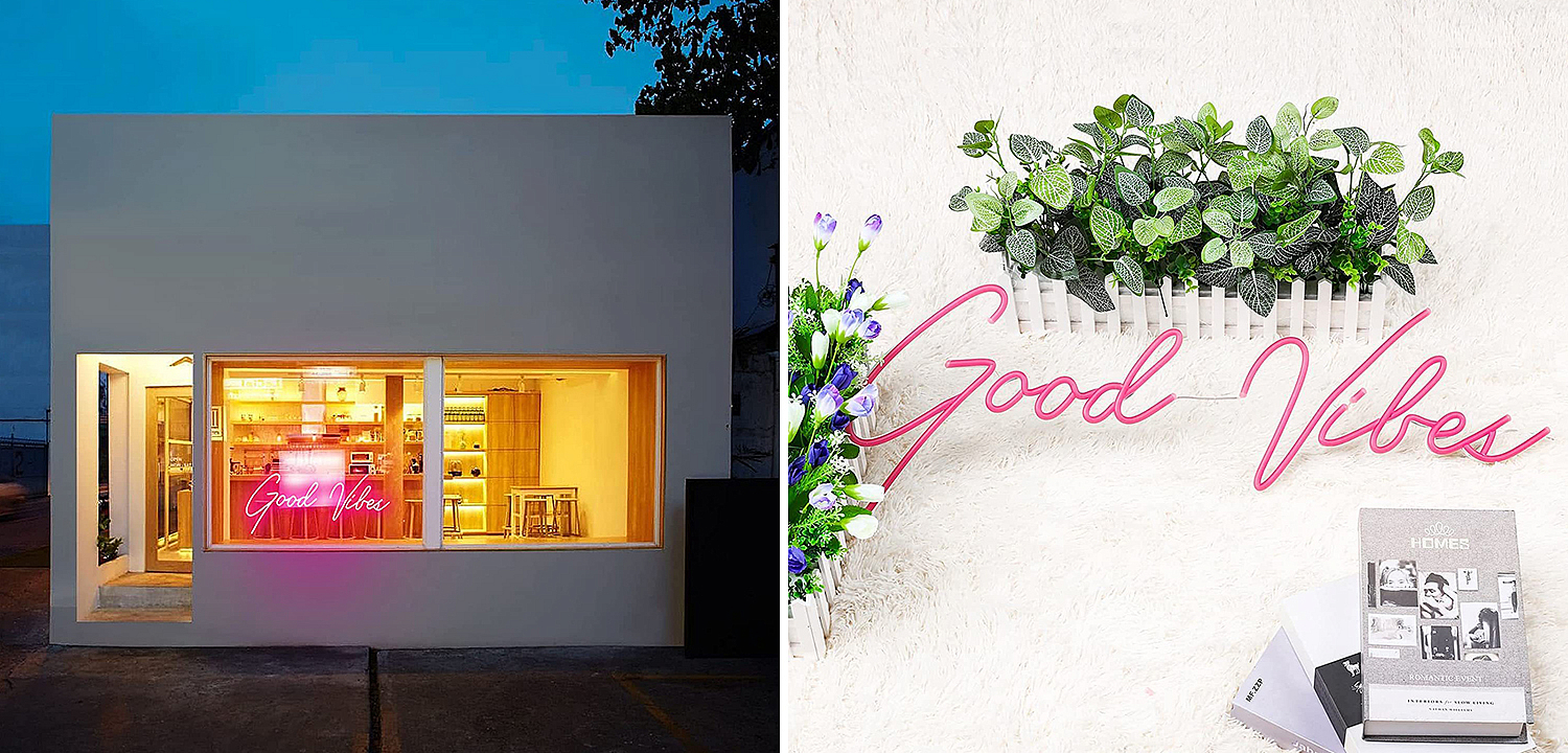 Неоновая настенная лампа Good Vibes Neon Wall Lamp Неоновая настенная лампа Good Vibes Neon Wall Lamp - Loft-Concept в Кирове