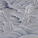 Обои ручная роспись Matsushima Waves Hokusai on Gun Metal dyed silk варинант исполнения - 2 | Loft Concept в Кирове