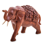 Статуэтка из дерева суар в виде слона в традиционном облачении Elephant in blanket варинант исполнения - 1 | Loft Concept в Кирове