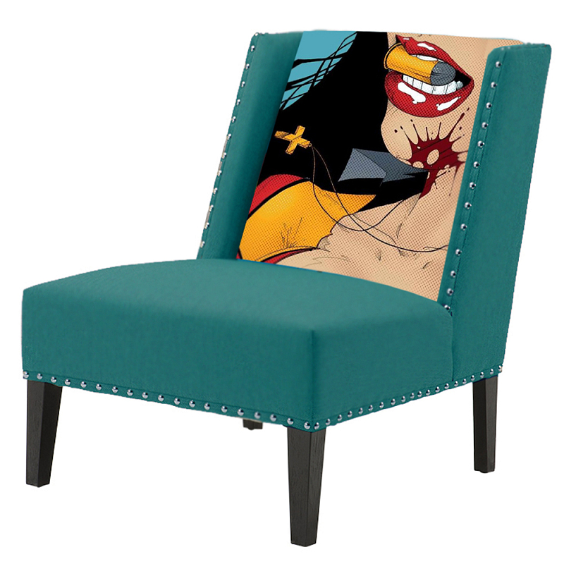 FUN Armchair "Super woman" Turquoise Дизайнерское кресло с цветным принтом Бирюзовый FUN Armchair "Super woman" Turquoise Дизайнерское кресло с цветным принтом Бирюзовый в Кирове | Loft Concept