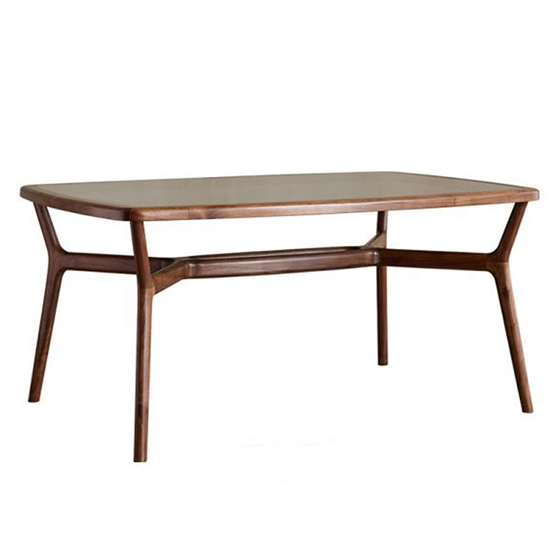 Стол обеденный с каркасом из дерева и стеклянной столешницей Walnut Dining Table Орех Стол обеденный с каркасом из дерева и стеклянной столешницей Walnut Dining Table Орех в Кирове | Loft Concept