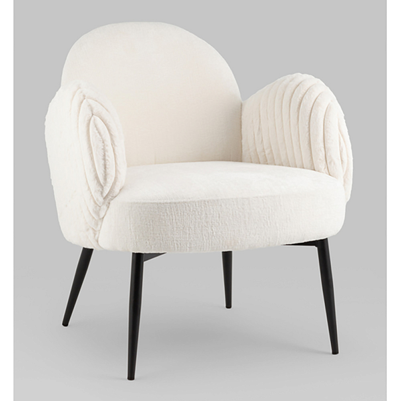 Полукресло Wave Stripes букле белый Белый Черный в Кирове | Loft Concept 