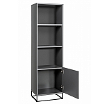 Стеллаж книжный цвета графит с 3-мя открытыми полками и дверкой Strict Lines варинант исполнения - 2 | Loft Concept в Кирове
