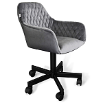 Стул с мягкой серой обивкой из велюра и подъемно-поворотным механизмом на черных колесиках Harper Gray варинант исполнения - 1 | Loft Concept в Кирове