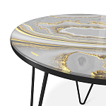 Стол журнальный c круглой столешницей из стекла серого цвета Gray and Gold Marble варинант исполнения - 3 | Loft Concept в Кирове
