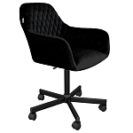 Стул с мягкой черной обивкой из велюра и подъемно-поворотным механизмом на колесиках Harper Black варинант исполнения - 1 | Loft Concept в Кирове