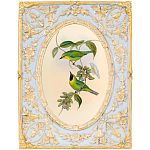 Декоративный постер с изображением птиц в раме с рельефным растительным узором Blooming Birds Poster варинант исполнения - 8 | Loft Concept в Кирове