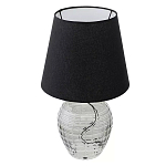 Настольная лампа с черным тканевым абажуром и фактурным прозрачным основанием Black Cone варинант исполнения - 1 | Loft Concept в Кирове