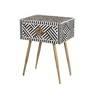 Тумба с инкрустацией черно-белая Amelia