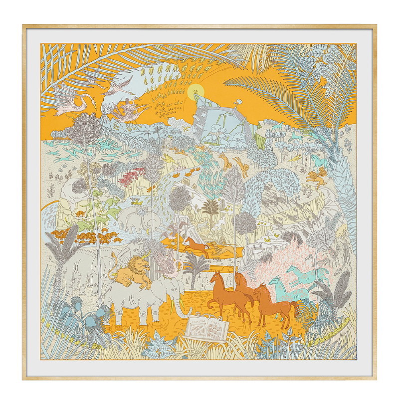 Картина Hermes Le Carnaval des Animaux Orange Мульти Золотой в Кирове | Loft Concept 