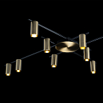 Потолочный светильник с 10-ю цилиндрическими плафонами цвета латунь TRIBES CHANDELIER варинант исполнения - 4 | Loft Concept в Кирове