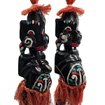 Комплект из 2-х деревянных статуэток Asmat Red Straw Headdress Statuettes варинант исполнения - 3 | Loft Concept в Кирове