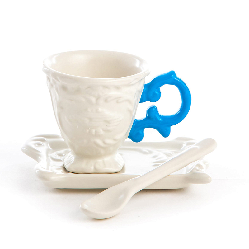 Кофейная пара Seletti I-Coffee Blue Белый Голубой Кофейная пара Seletti I-Coffee Blue Белый Голубой в Кирове | Loft Concept
