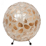 Настольная лампа из перламутра на металлическом каркасе Indonesian Circle варинант исполнения - 1 | Loft Concept в Кирове