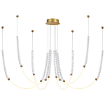 Люстра подвесная с 6-ю изогнутыми плафонами и белыми декоративными шариками PEARLS Suspension варинант исполнения - 4 | Loft Concept в Кирове