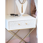 Приставной столик с выдвижным ящиком  White Table Carved Pattern варинант исполнения - 7 | Loft Concept в Кирове