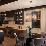 Люстра цвета латунь с 6-ю лампами свечами внутри цилиндрического абажура из черных металлических реек Kichler варинант исполнения - 7 | Loft Concept в Кирове