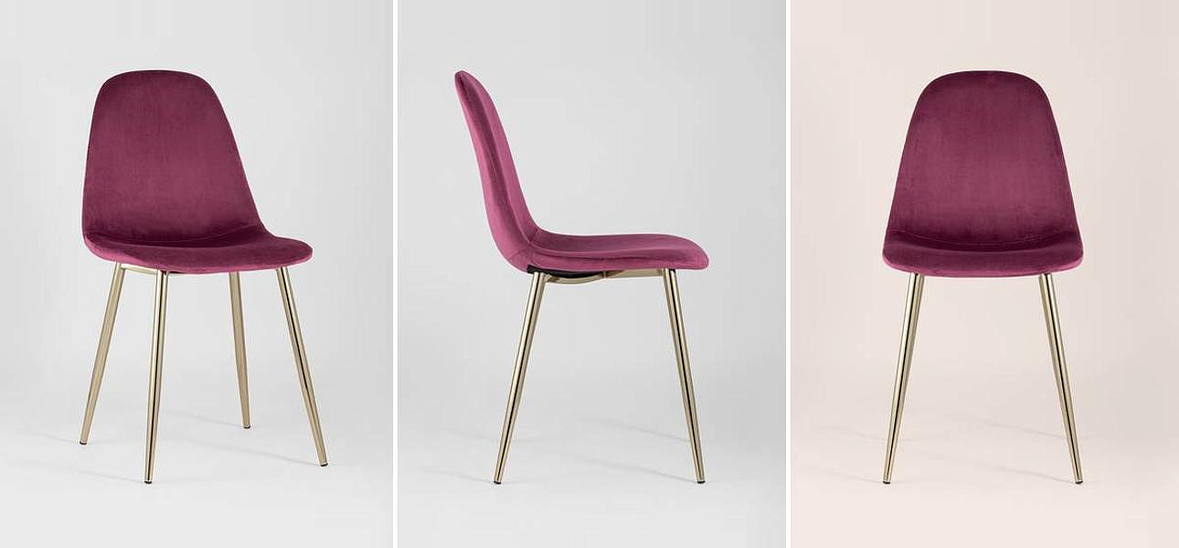 Стул Archie Chair Велюр Фуксия Золотые ножки - Loft-Concept в Кирове