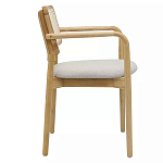 Стул обеденный с мягким сиденьем и спинкой из плетеного ротанга Wood and Textile Chair варинант исполнения - 2 | Loft Concept в Кирове