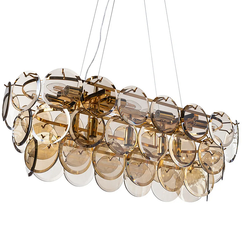 Люстра с круглыми стеклянными подвесками Cardiel Amber Glass Chandelier Янтарный Золотой Люстра с круглыми стеклянными подвесками Cardiel Amber Glass Chandelier Янтарный Золотой в Кирове | Loft Concept