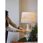 Настольная лампа с принтом на белом тканевом абажуре Roof Garden Lamp варинант исполнения - 5 | Loft Concept в Кирове