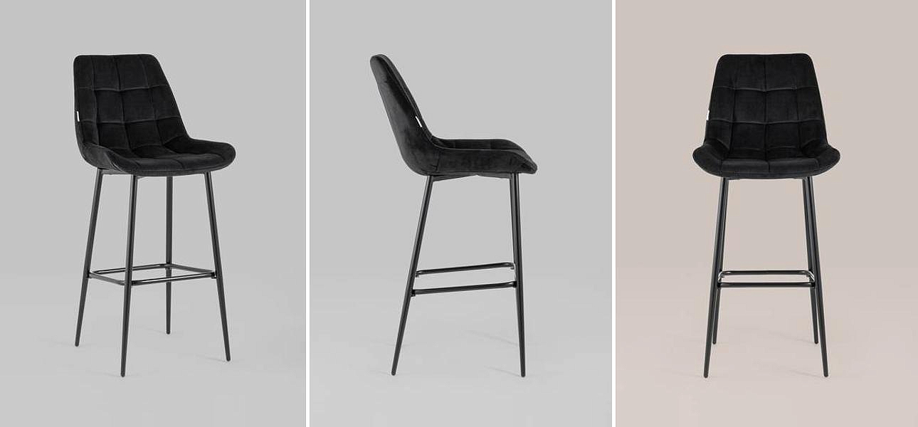 Стул Полубарный NANCY Chair посадка 75 см Черный Велюр Стул Полубарный NANCY Chair посадка 75 см Черный Велюр - Loft-Concept в Кирове