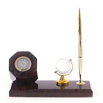 Настольный письменный набор с глобусом и ручкой из натурального обсидиана World Globe варинант исполнения - 1 | Loft Concept в Кирове