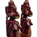 Комплект из 2-х деревянных статуэток Asmat Red Straw Headdress Statuettes Red Gold варинант исполнения - 3 | Loft Concept в Кирове