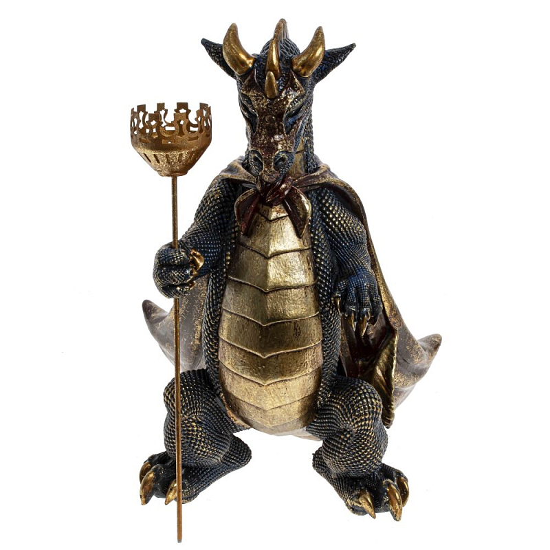 Подсвечник в виде дракона Dragon candlestick Brown Gold Коричневый Золотой Темно-синий Подсвечник в виде дракона Dragon candlestick Brown Gold Коричневый Золотой Темно-синий в Кирове | Loft Concept
