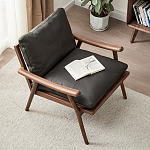 Кресло c каркасом из массива дерева и мягкой кожаной обивкой Walnut Armchair варинант исполнения - 2 | Loft Concept в Кирове