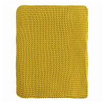 Плед из хлопка жемчужной вязки горчичного цвета Waffle Comfort варинант исполнения - 4 | Loft Concept в Кирове