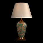 Настольная лампа бирюзовая с цветочным принтом Turquoise Flight варинант исполнения - 2 | Loft Concept в Кирове