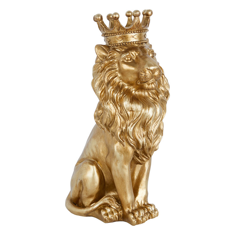 Статуэтка лев с детализированной гривой и изящной короной Lion Crown  Золотой в Кирове | Loft Concept 