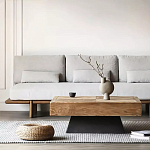 Дизайнерский журнальный стол квадратный с черным трапециевидным основанием Wokab варинант исполнения - 1 | Loft Concept в Кирове