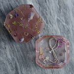 Шкатулка из эпоксидной смолы с цветами розовая Epoxy Resin Square Box Pink варинант исполнения - 2 | Loft Concept в Кирове