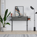 Консоль напольная серая с выдвижным ящиком и 2-мя полками с белой столешницей OTIS CONSOLE RETRO GRAY варинант исполнения - 1 | Loft Concept в Кирове