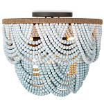 Круглый потолочный светильник с подвесками из круглых деревянных бусин Ombre Wooden Beads Blue Ceiling Lamp варинант исполнения - 2 | Loft Concept в Кирове