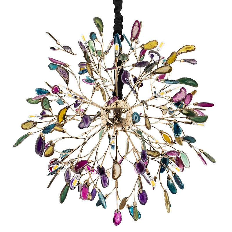 Люстра с декором разноцветный агат Multicolored Agate Chandelier 18 Глянцевое золото Мульти Люстра с декором разноцветный агат Multicolored Agate Chandelier 18 Глянцевое золото Мульти в Кирове | Loft Concept