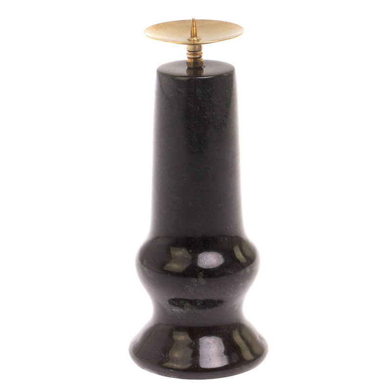 Подсвечник из натурального камня змеевик чёрного цвета Stone Candlestick Черный Золотой в Кирове | Loft Concept 