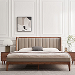 Кровать двуспальная с мягким изголовьем Moon Walnut Bed варинант исполнения - 3 | Loft Concept в Кирове