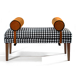 Банкетка Banquette PIED DE POULE Orange с принтом гусиная лапка Оранжевые валики варинант исполнения - 1 | Loft Concept в Кирове