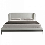 Кровать двуспальная серая с мягким изголовьем из экокожи и ткани Modern Look варинант исполнения - 3 | Loft Concept в Кирове