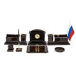 Настольный письменный набор с часами из природного камня обсидиана  Gift for Manager варинант исполнения - 1 | Loft Concept в Кирове