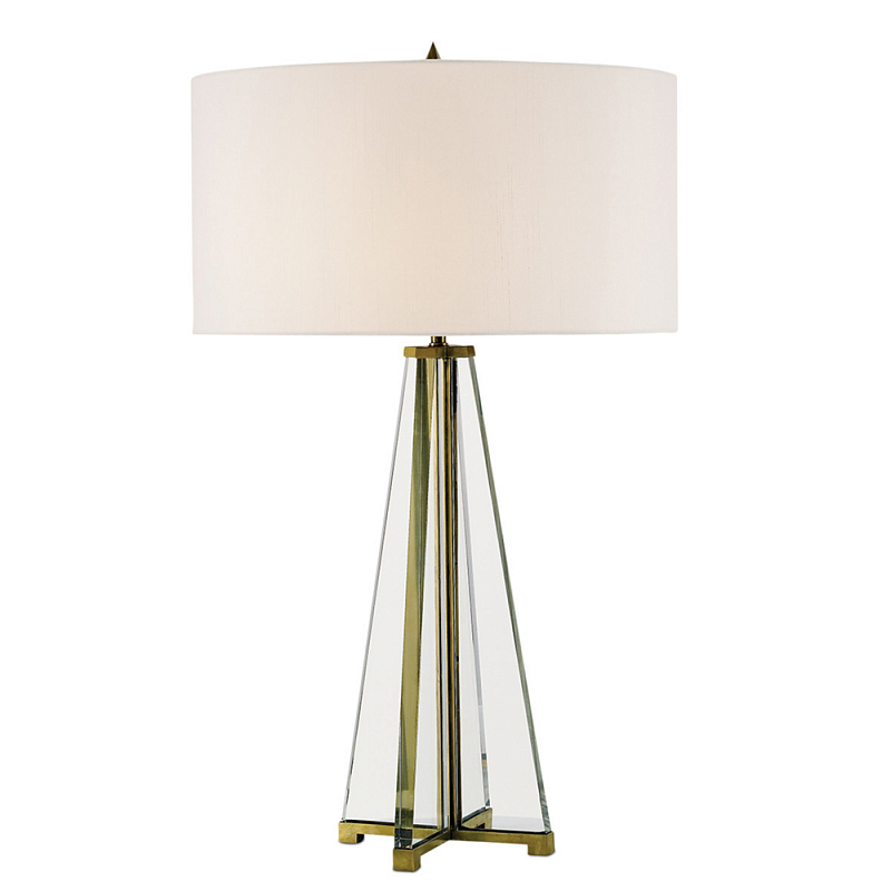 Настольная лампа с круглым тканевым абажуром White Light Diffuser Латунь Прозрачный Белый в Кирове | Loft Concept 