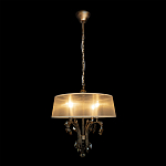 Люстра подвесная круглая с тканевым полупрозрачным абажуром и подвесками 4 лампы Gilded Elegance варинант исполнения - 1 | Loft Concept в Кирове