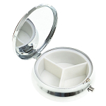 Таблетница карманная круглая с 3-мя отделениями с зеркалом и накладкой из натурального камня Апатит Желтый Silver Stone Pillboxes варинант исполнения - 2 | Loft Concept в Кирове